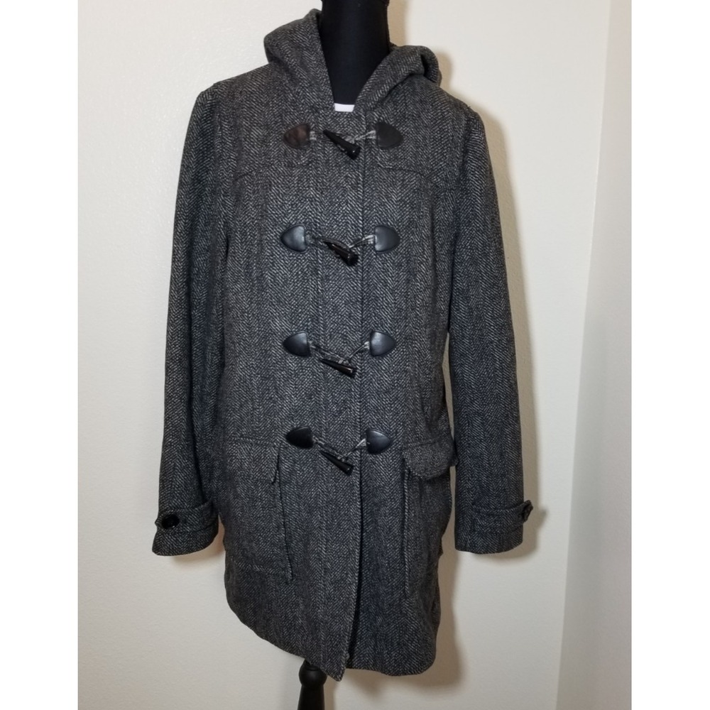 Liz Claiborne Womens Size MT Gray Wool Trench Coat Business Preppy Minimalist